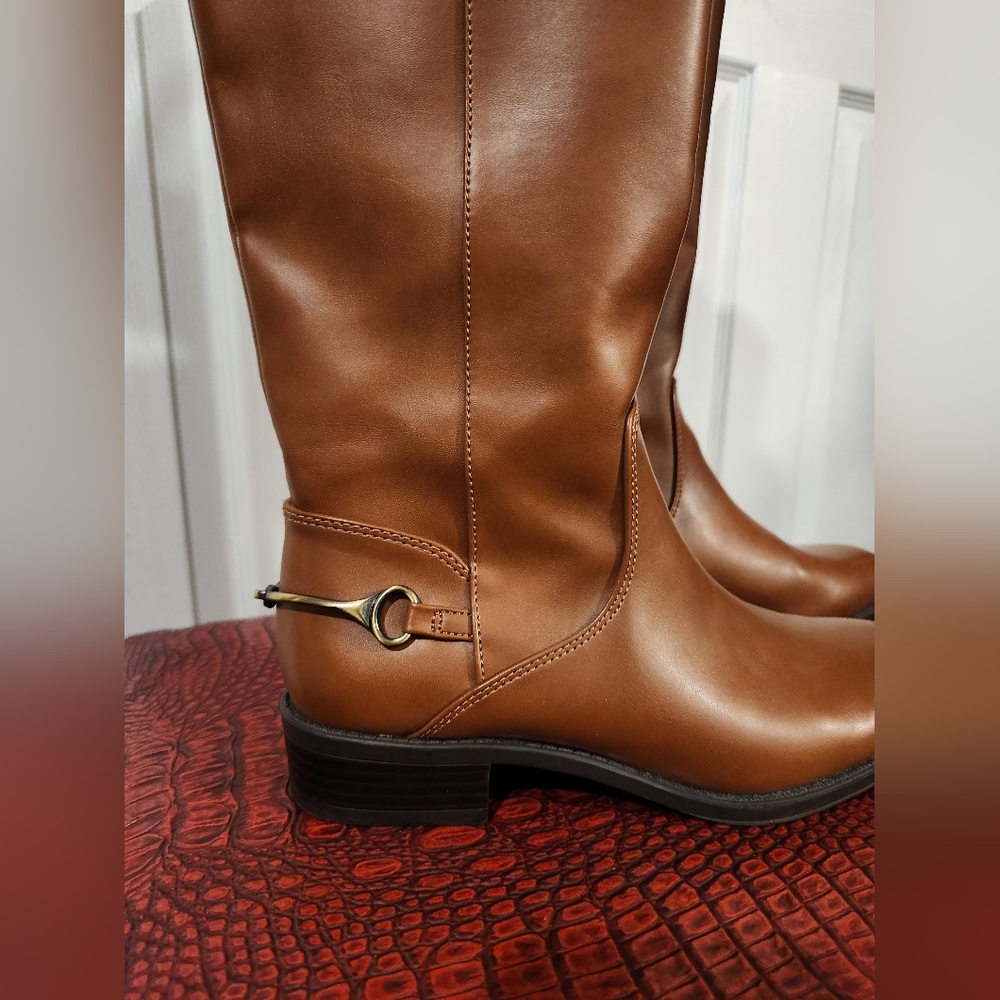 Sam and Libby Brand | Women's size 6 Brown  Knee High Riding Boots Side Zip NWOT - Picture 4 of 11
